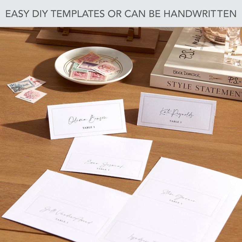 Gartner Studios White Pearl Place Cards,White Cardstock Table Placecards with Pearl Border for Wedding, Printable on Laser/Injet Printers, 210GSM, 3.75â€ X 1.75â€ 48 Count (83001) - Image 3
